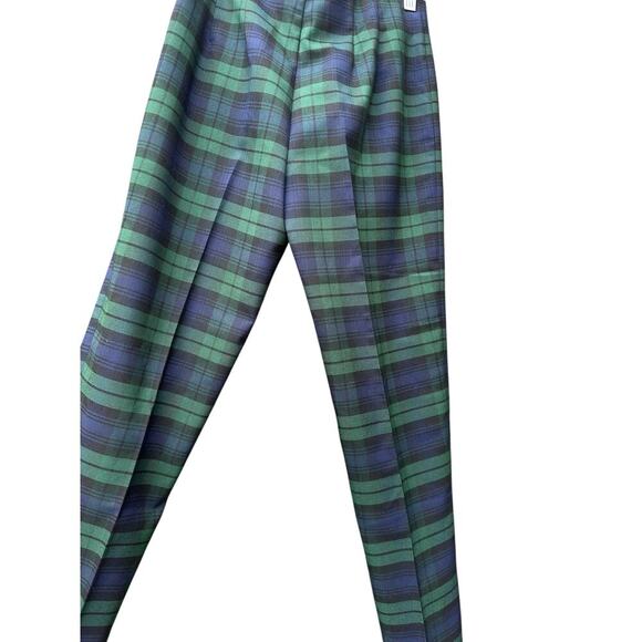 Chaps" Size 4, Green/Blue Plaid, stretchy HighWaist Ankle Pants . - Picture 4 of 7